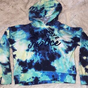 Justice Blue and Green Tie-Dye Hoodie